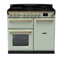 Load image into Gallery viewer, Falcon ESTEL DELUXE 100CM DUAL FUEL FREESTANDING COOKER ANTIQUE BRASS