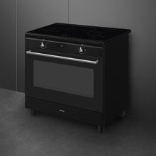 Load image into Gallery viewer, SMEG Classic MF 4 Zone Induction Freestanding Cooker 90cm Gloss Black
