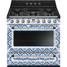 Load image into Gallery viewer, SMEG Dolce & Gabbana Dual Fuel MF Freestanding Cooker 90cm Blu Mediterraneo