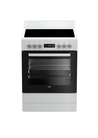 Beko 60cm, White, Free Standing Cooker with 4 zone Ceramic Cooktop
