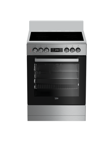 Beko 60cm, S/S, Free Standing Cooker with 4 zone Ceramic Cooktop
