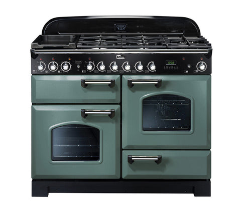 FALCON  DELUXE 110CM DUAL FUEL COOKER MINERAL GREEN CHROME