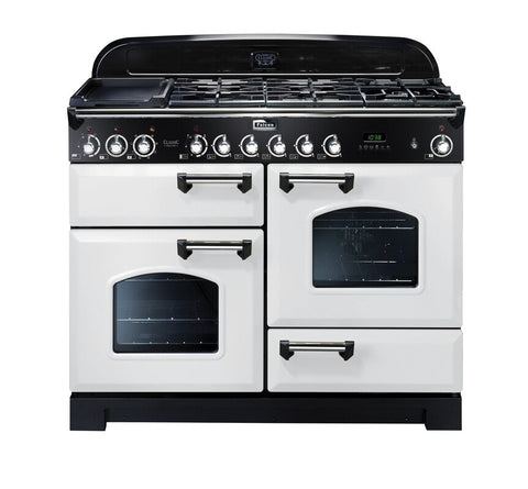 FALCON CLASSIC DELUXE 110CM DUAL FUEL COOKER WHITE CHROME