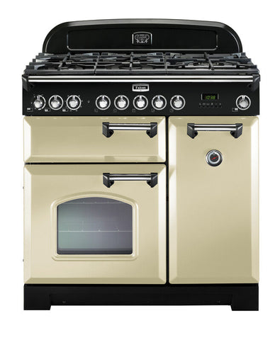 FALCON CLASSIC DELUXE 90CM DUAL FUEL COOKER CREAM CHROME