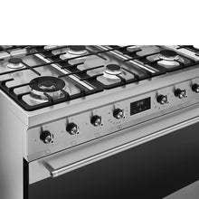 Load image into Gallery viewer, SMEG Classic Pyro 6 Burner Dual Fuel Freestanding Cooker 90cm Stainless Steel