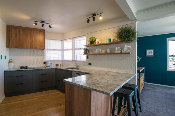 Modern kitchen renovation with timber accents
