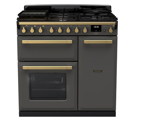 Falcon ESTEL DELUXE 90CM DUAL FUEL FREESTANDING COOKER ANTIQUE BRASS