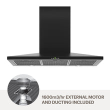 Load image into Gallery viewer, Amore 90cm quiet wallmount rangehood -Blk WMMARTINA9B-M16

