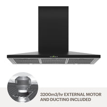 Load image into Gallery viewer, Amore 90cm quiet wallmount rangehood -Blk WMMARTINA9B-M32
