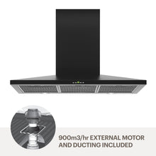 Load image into Gallery viewer, Amore 90cm quiet wallmount rangehood -Blk WMMARTINA9B-M9
