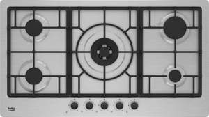 Beko 90cm 5-Zone, Knob Control Gas Cooktop with Wok Burner