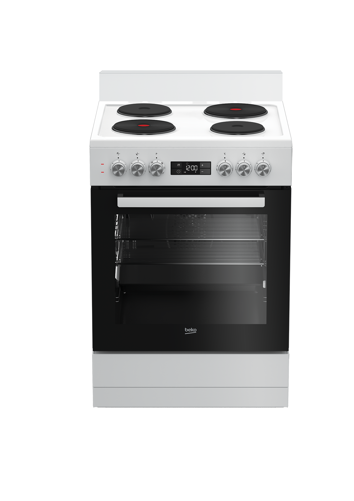 Beko 60cm, White, Free Standing Cooker with 4 zone Electric Hotplate