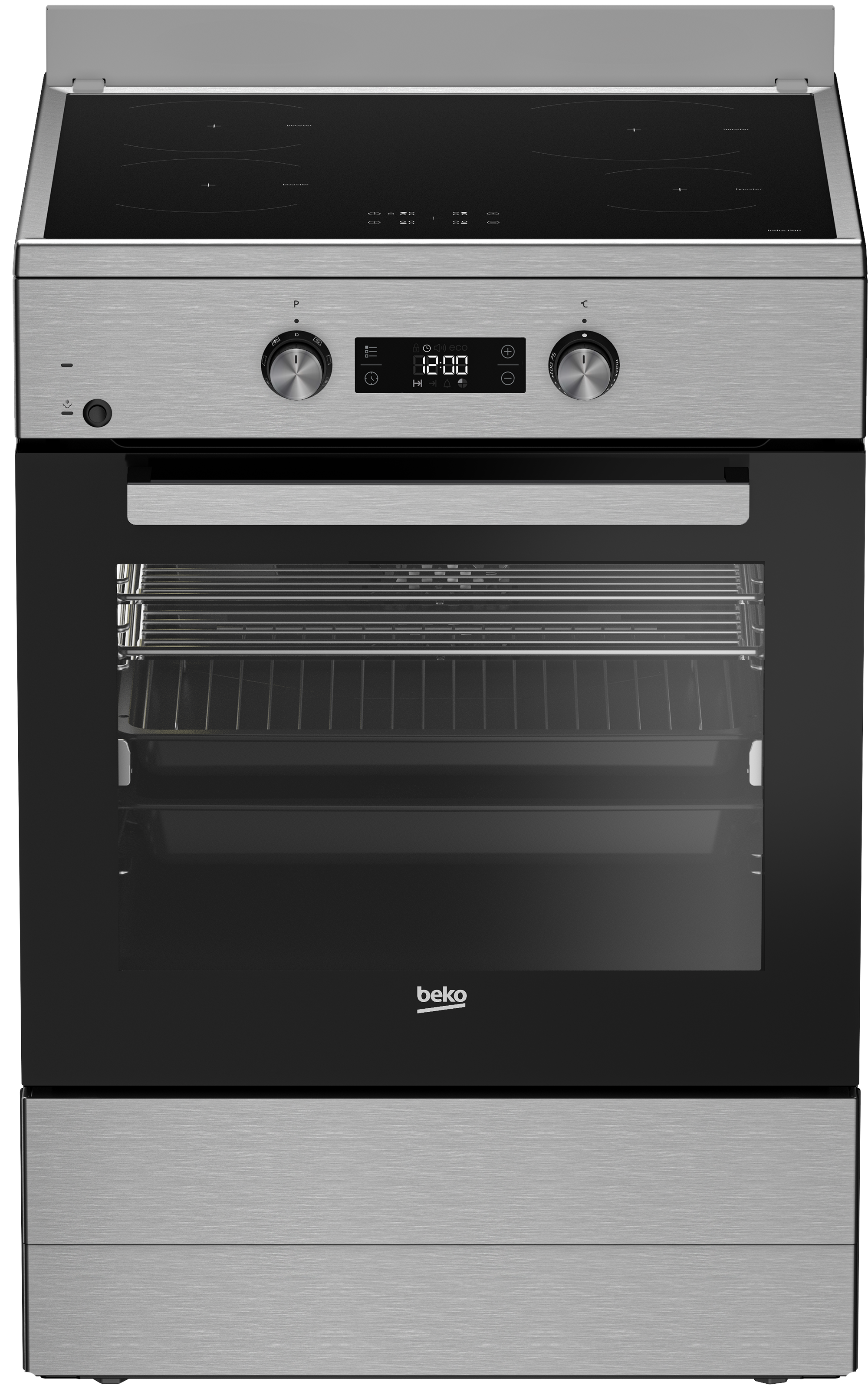 Beko 60cm, S/S, Free Standing Cooker with 4 zone Induction Cooktop