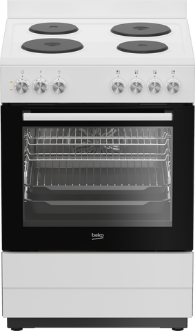 Beko 60cm, White, Free Standing Cooker with 4-zone Cast Hot-plate cooktop