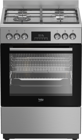 Beko 60cm, S/S Free Standing Cooker with 4-zone Gas cooktop