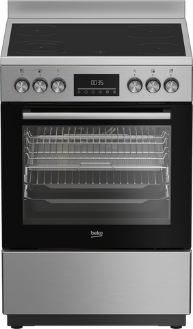 Beko 60cm, S/S Free Standing Cooker with 4-zone Ceramic cooktop