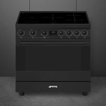 Load image into Gallery viewer, SMEG Classic Freestanding Induction Cooker 90cm Black

