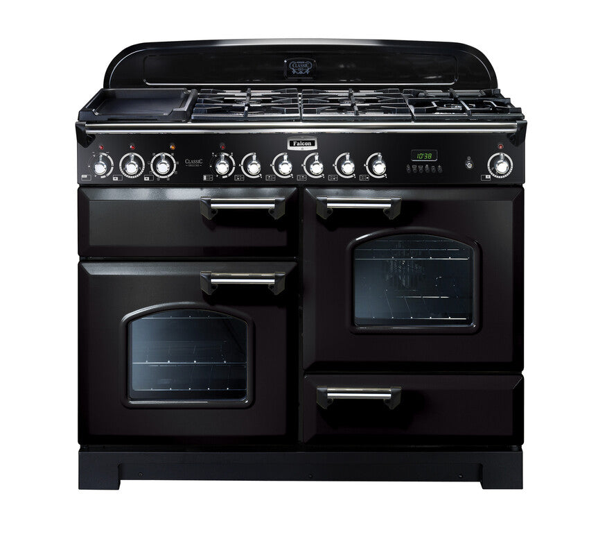 FALCON CLASSIC DELUXE 110CM DUAL FUEL COOKER BLACK CHROME
