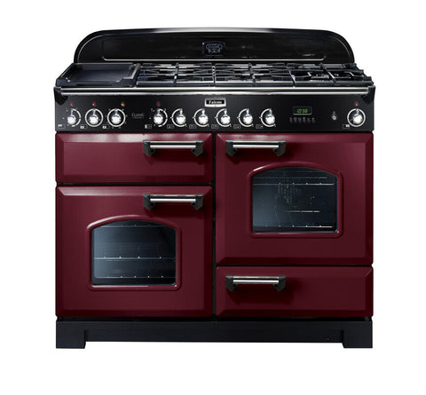 FALCON CLASSIC DELUXE 110CM DUAL FUEL COOKER CRANBERRY CHROME