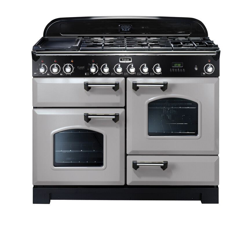 FALCON CLASSIC DELUXE 110CM DUAL FUEL COOKER ROYAL PEARL CHROME