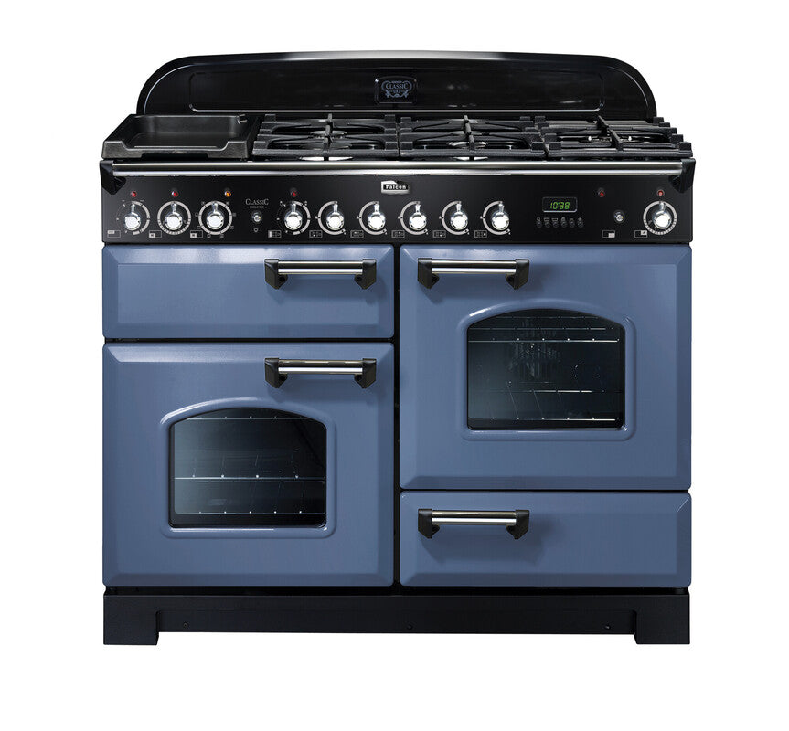 FALCON CLASSIC DELUXE 110CM DUAL FUEL COOKER STONE BLUE CHROME