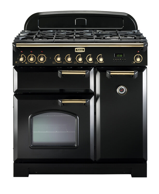 FALCON CLASSIC DELUXE 90CM DUAL FUEL COOKER BLACK BRASS
