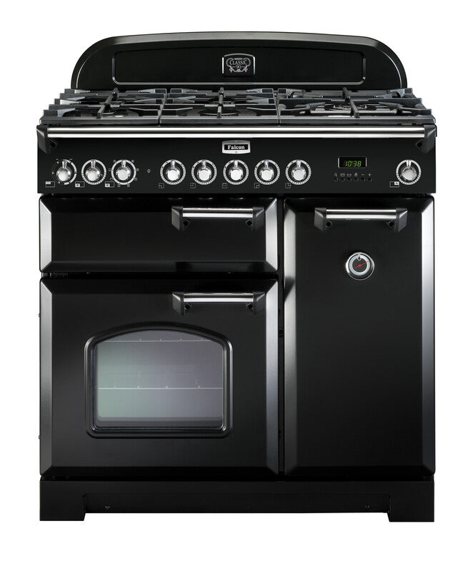 FALCON CLASSIC DELUXE 90CM DUAL FUEL COOKER BLACK CHROME