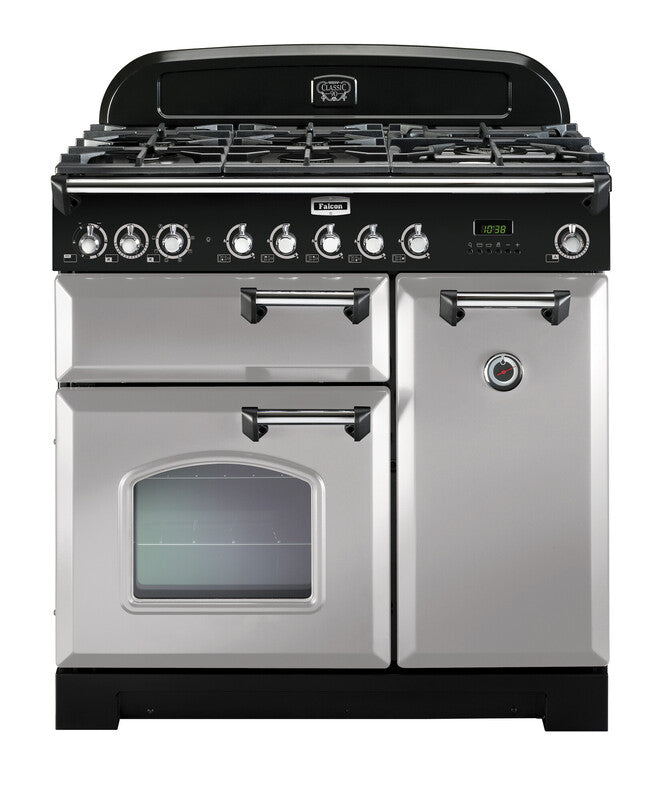 FALCON CLASSIC DELUXE 90CM DUAL FUEL COOKER ROYAL PEARL CHROME