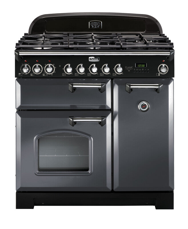 FALCON CLASSIC DELUXE 90CM DUAL FUEL COOKER SLATE CHROME