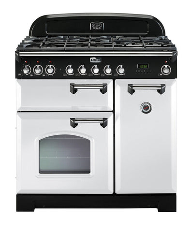 FALCON CLASSIC DELUXE 90CM DUAL FUEL COOKER WHITE CHROME