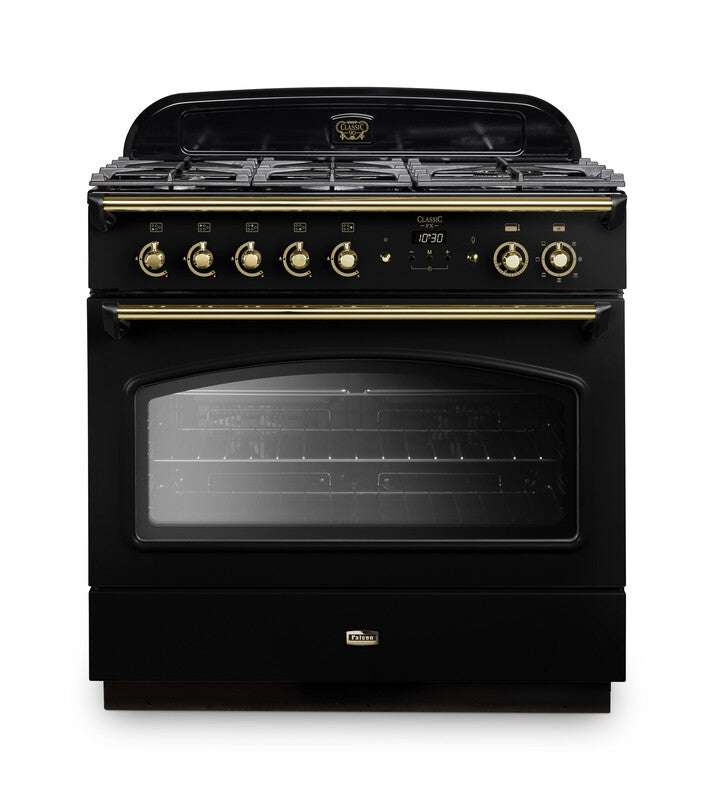 FALCON CLASSIC FX90 DUAL FUEL SINGLE OVEN COOKER BLACK BRASS