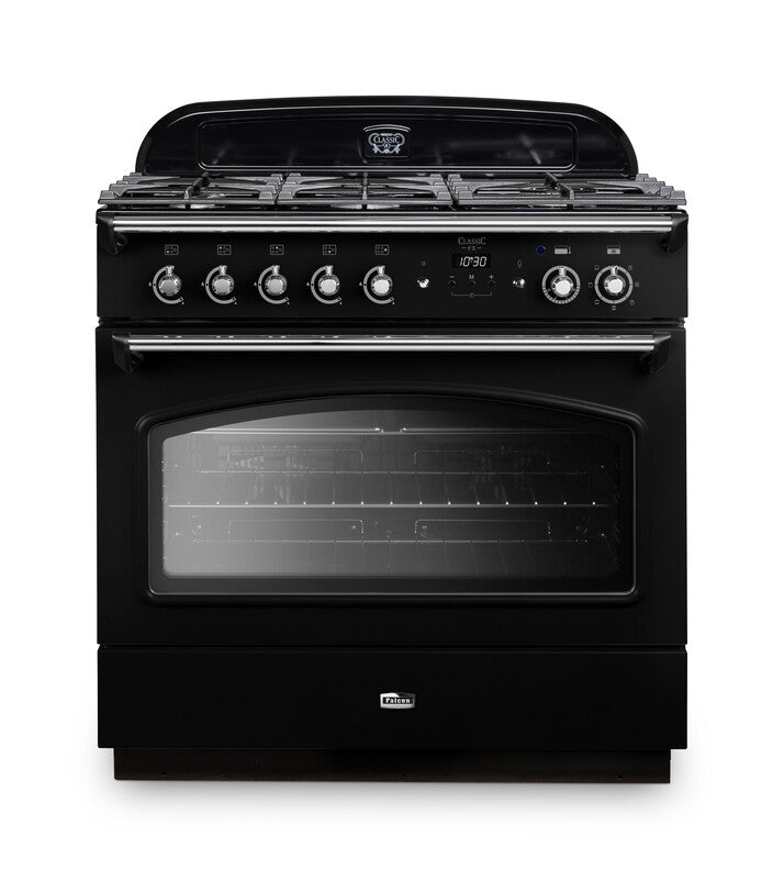 FALCON CLASSIC FX90 DUAL FUEL SINGLE OVEN COOKER BLACK CHROME
