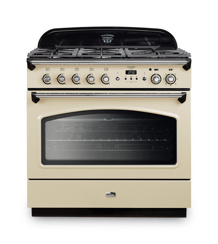 FALCON CLASSIC FX90 DUAL FUEL SINGLE OVEN COOKER CREAM CHROME