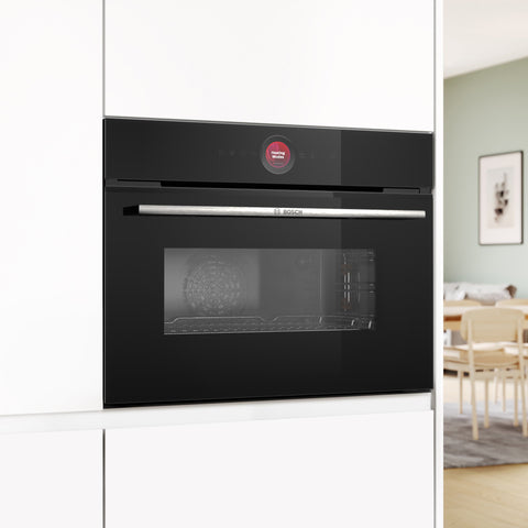 Bosch Series 8 Built-in Compact Oven with microwave function, 45cm Black