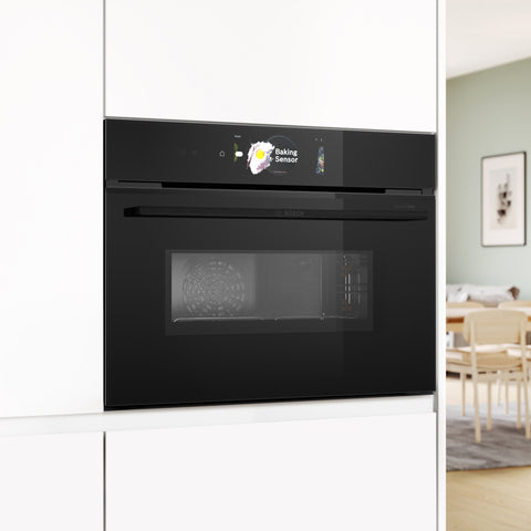 Bosch Series 8 Built-in Compact Oven with microwave function CMG978NB1A, 45cm Black