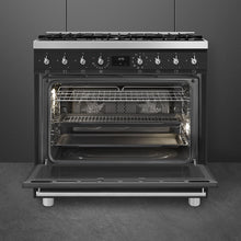 Load image into Gallery viewer, SMEG Classic Pyro 6 Burner Dual Fuel Freestanding Cooker 90cm Matte Black
