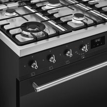 Load image into Gallery viewer, SMEG Classic Pyro 6 Burner Dual Fuel Freestanding Cooker 90cm Matte Black
