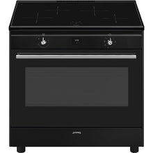 Load image into Gallery viewer, SMEG Classic MF 4 Zone Induction Freestanding Cooker 90cm Gloss Black
