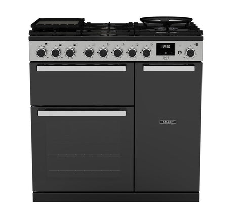FALCON EDGE DELUXE 90CM DUAL FUEL RANGE COOKER BLACK GLASS