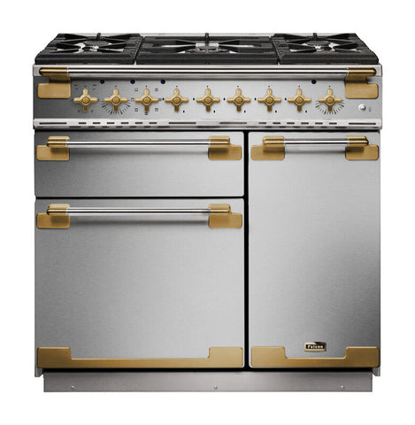 FALCON ELISE LUXE 90CM DUAL FUEL RANGE COOKER STAINLESS ANTIQUE BRASS