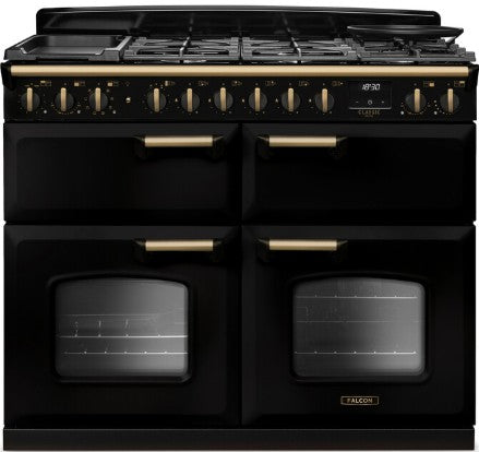 Falcon ESTEL DELUXE 110CM DUAL FUEL FREESTANDING COOKER ANTIQUE BRASS SLOW COOK