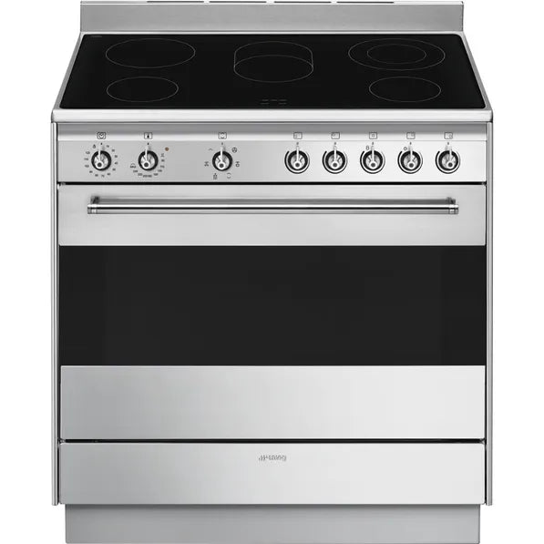 SMEG 90CM STAINLESS STEEL FREESTANDING OVEN WITH CERAMIC TOP