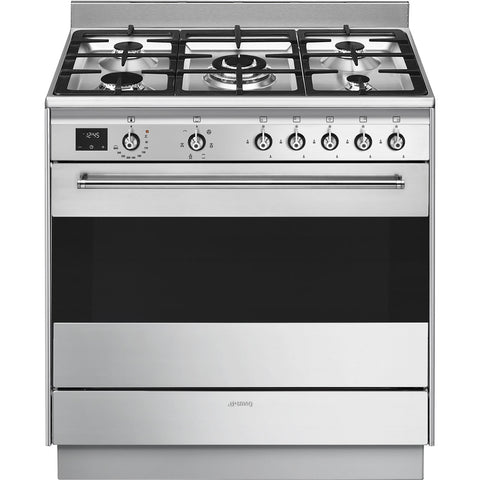 Smeg Classic 90cm Freestanding Oven with Gas Cooktop - Stainless Steel