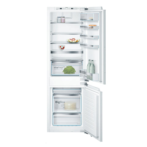 Bosch Series 6 Built-in Fridge-Freezer with freezer at bottom, SoftClose flat hinge