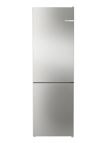 Bosch Series 4 Free-standing Fridge-Freezer with freezer at bottom, Brushed steel anti-fingerprint