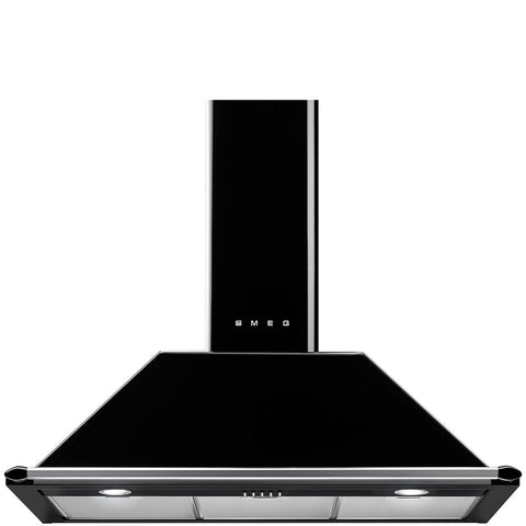 SMEG Victoria Wallmount Canopy Rangehood 90cm Black