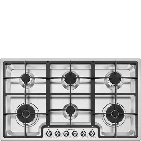 SMEG Classic 6 Burner Ultra Low Profile Gas Cooktop 90cm Stainless Steel