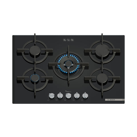 Bosch Series 6 Gas Cooktop, 75cm Tempered Glass Black