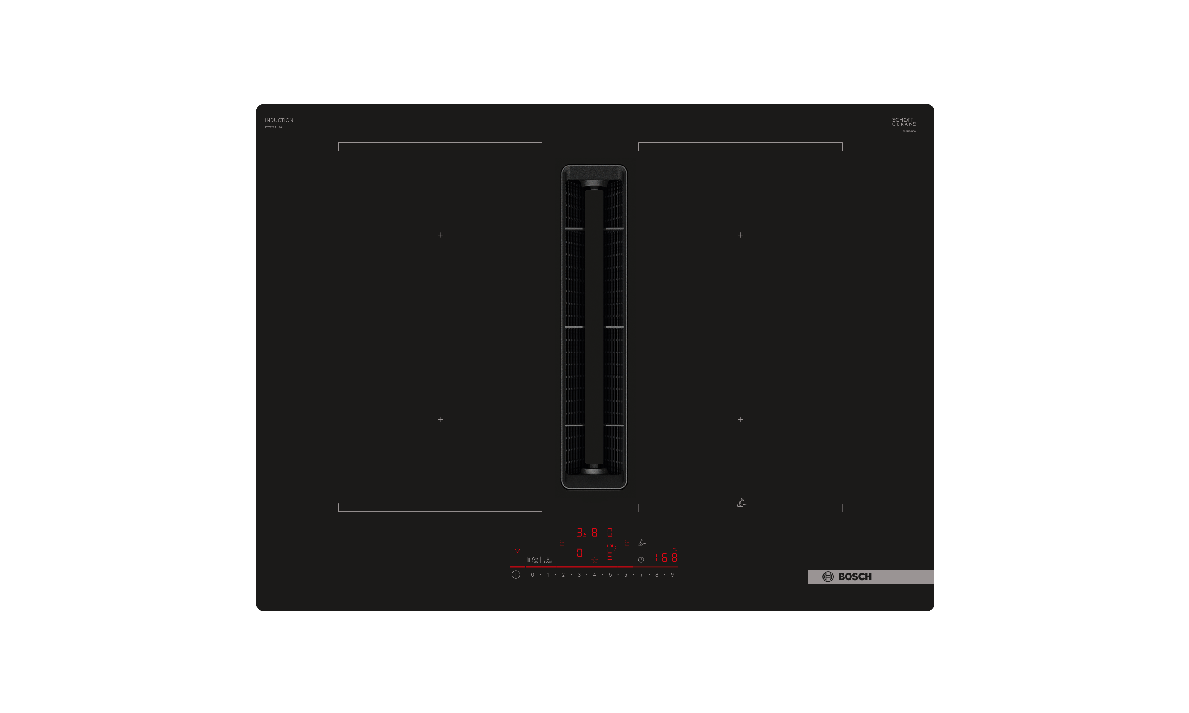 Bosch Series 6 Induction cooktop with ventilation, 70cm Surface mount