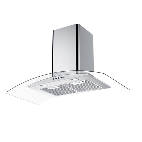 ROBINHOOD 90CM CURVED GLASS CANOPY, S/S FINISH